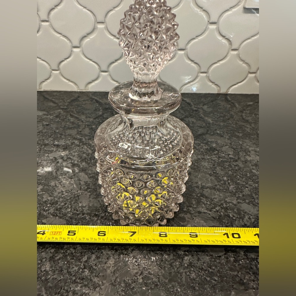 Vintage Hob Nail Pointed Perfume Bottle/Decanter Decanter pale pink